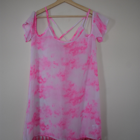 Miken Tie-Dyed Swimsuit Cover-Up Cold Shoulder - Picture 4 of 4